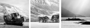 Scottish lochs triptych photography set